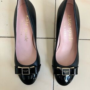 Kate Spade Black Patent Bow Ballerina Heels